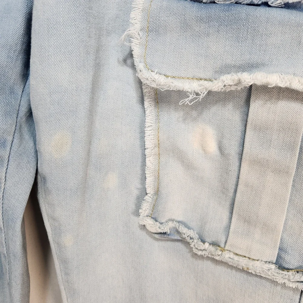 My Boo Brand Distressed High-Waisted Jeans with Tie Belt Size Small Cargo Pocket - Picture 5 of 9